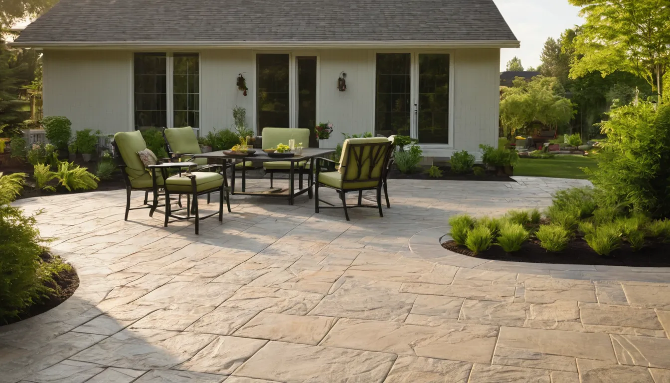 A stamped concrete patio behind a home in the Adamsville area